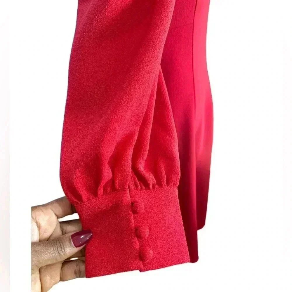 NWT Gal Meets Glam V- Neck Blouson Sleeve Fit and Flare Dress women’s Size 4 - Picture 4 of 10